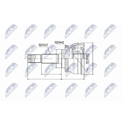 Afbeelding van Homokineet reparatie set, aandrijfas NTY NPZ NS 080