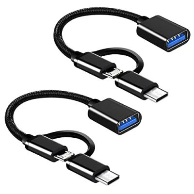 Afbeelding van USB C naar 3.0 adapter, 2 in 1 C/Micro adapter (2 stuks), OTG kabel, micro USB, compatibel met MacBook Pro, iPad Samsung Galaxy, enz.