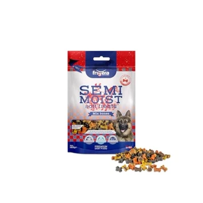 Afbeelding van Frigera Semi Moist Soft Treats Mix Bones (9) 165g Zachte Hondensnoepjes, Lekkere Beloning voor Training en Tussendoor, Zonder Toegevoegde Suikers, Geproduceerd in België
