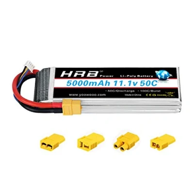 Afbeelding van HRB RC BATTERIJ LiPo 5000mAh 11.1V 3S 50C XT60 connector voor Hobby auto helikopter vliegtuigen (XT60 met 4 adapters)