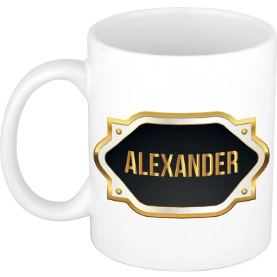 Afbeelding van Alexander Naam / voornaam kado beker mok met embleem mokken