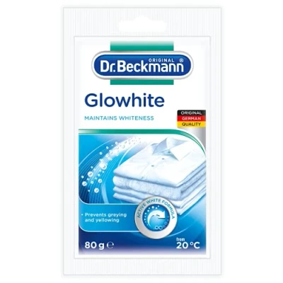 Afbeelding van Dr. Beckmann Glowhite Fabric Whitener 80g Verwijdert grijze verkleuring Bestrijdt vergeling Witte Wasserij witter worden