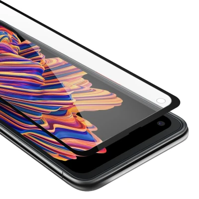 Afbeelding van Cadorabo Screenprotector geschikt voor Samsung Galaxy XCover PRO Volledig scherm pantserfolie Beschermfolie in TRANSPARANT met ZWART Gehard (Tempered) display beschermglas 9H hardheid 3D Touch