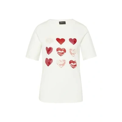 Afbeelding van s.Oliver Black Label IM Loose FIT MIT Artwork Tshirt print, Dames, Maat: 34, Ecru