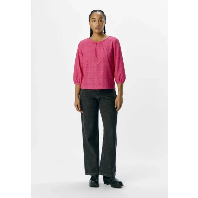 Afbeelding van Object T shirt Objlaila 3/4 Re Top Noos 23045724 Raspberry Sorbet Dames Maat XS