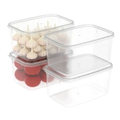 Afbeelding van Cetomo 2.2L*4 Voedsel Opslag Containers, Magnetron, Vriezer en Vaatwasser, Lunchdozen, Koelkast Organizer Bakken met Deksel
