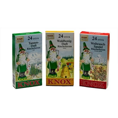 Afbeelding van KNOX Set van 3 wierookkaarsen &quot;bos&quot; geuren: dennen + sandel boshoning maat: M 72 stuks Made in Germany
