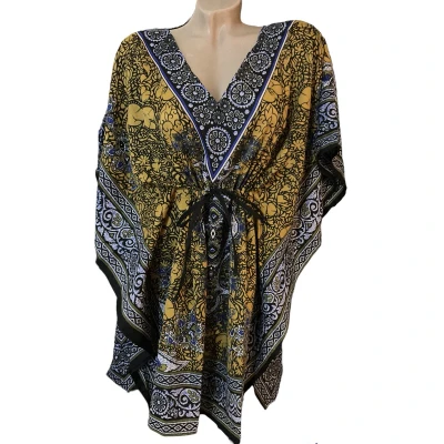 Afbeelding van Kaftan Tuniek Jurk Middellang Camel Maat One size (0344)