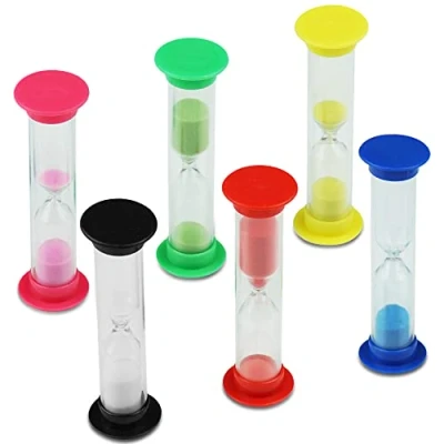 Afbeelding van Ceisazira 6 stuks kleurrijke zandloperset voor kinderen, zandloper timer, tandenborstelklok, 30 seconden, 1 min, 2 3 5 minuten, 10 timer tandenpoetsen, games, koken, decoratie,