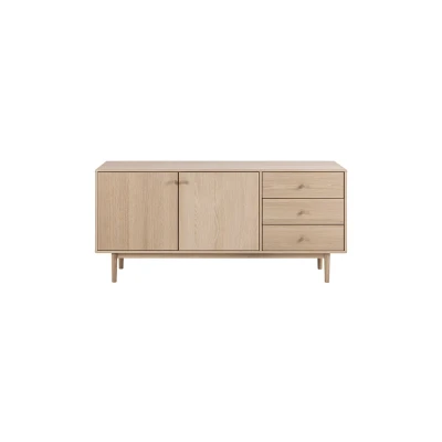 Afbeelding van Assor dressoir met 2 deuren en 3 laden, wit geolied eiken decor.