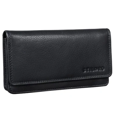Afbeelding van STILORD &#039;Lotta&#039; lederen portemonnee dames RFID en NFC bescherming Vintage damesportemonnee met uitleesbescherming in geschenkdoosje, Kleur:zwart