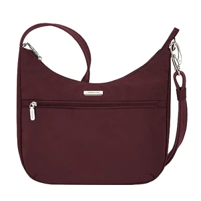 Afbeelding van Travelon Unisex Essentials Crossbody, Hobo, Donker Bordeaux, 10.25 W x 9.5H 3 D, Anti diefstal Oost/West Hobo Bag