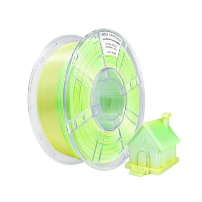 Afbeelding van iBOSS Zijde Gradient PLA Plus (PLA+) 3D printerfilament, 1,75 +/ 0,02 mm, 1 kg spoel, driekleurig Pro filament, geschikt voor de meeste FDM printers, kleurverloop, geel, groen, wit