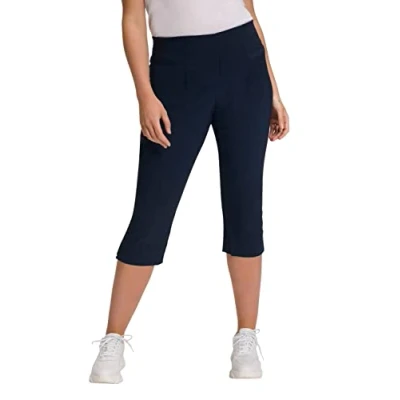 Afbeelding van Ulla Popken Bengalin cabroek voor dames, blauwzwart., 50W x 32L