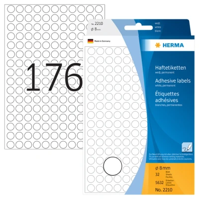 Afbeelding van Etiket HERMA 2210 rond 8mm wit 5632stuks