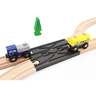 Afbeelding van Locorico 2 weg wisselaar voor trein van hout, compatibel met Brio