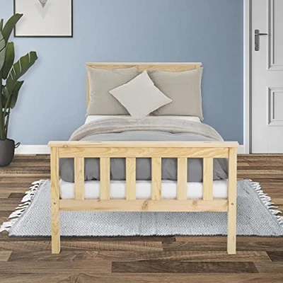 Afbeelding van Ledikant met lattenbodem 90x200 cm naturel grenen hout ML Design