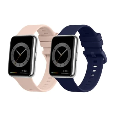 Afbeelding van kwmobile 2x armband geschikt voor Huawei Watch Fit 2 Bandjes fitnesstracker in donkerblauw / oudroze