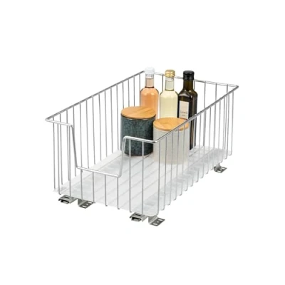 Afbeelding van bremermann Kast mand 30 cm breed, telescopische bodem met inlegplank, keukenlade (chroom)