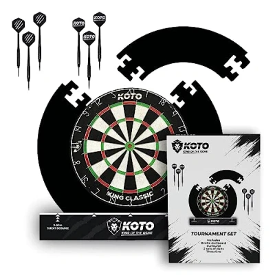Afbeelding van KOTO Tournament Set Zwart, DartSet, Officiële Standaard, Sisal Dartbord &amp; Dartpijlen Surround