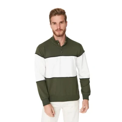 Afbeelding van Trendyol Heren Staande kraag Colorblock Regular Sweater, Khaki, S, kaki, S