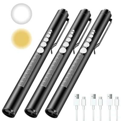 Afbeelding van Vegena Pupillenlamp medicijnen, 3 stuks, diagnostische lamp, pupillamp, reddingsdienst, verpleegsters, accessoires met pupilmeter, liniaal, led penlamp voor artsen
