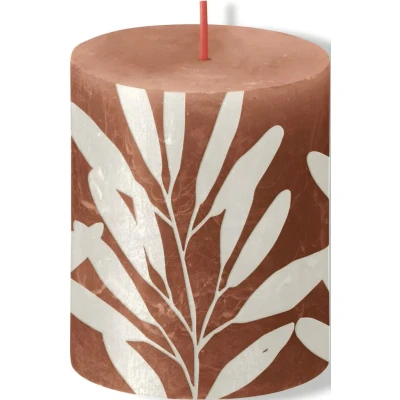 Afbeelding van Rustiek printed stompkaars 80/68 Rusty pink sage Bolsius