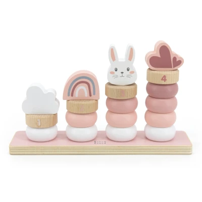 Afbeelding van Label Roze Houten Stapelringen LLWT 25262