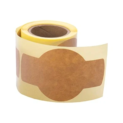 Afbeelding van MDlabels bruine natuurlijke kraftetiketten voor glazen, 100 x 58 mm, praktische zelfklevende etiketten om te beschrijven voorraaddozen, jampotten, gladde