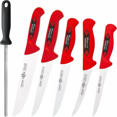 Afbeelding van EIKASO 6 delige Slagersmessenset Molybdeenstaal Rood Handvat Voor Slager, BBQ of Wild So...