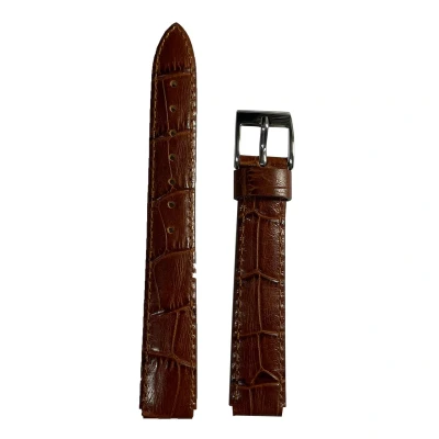 Afbeelding van Horlogeband uitvoering 2 16mm Cognac bruin Echt leer in croco print Roestvrijstalen gesp