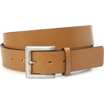 Afbeelding van JV Belts Jeans riem Camel heren en dames 4 cm breed Echt Leer Taille: 120cm Totale lengte riem: 135cm