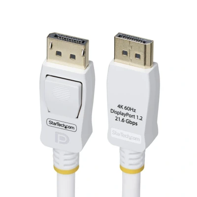 Afbeelding van StarTech.com 1,8m VESA Gecertificeerde DisplayPort 1.2 Kabel, Wit, 4K 60Hz, Vergrendelbare DP Connectors, Kabel