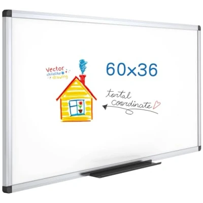Afbeelding van VIZ PRO Magnetisch droog uitwisbaar whiteboard, zilverkleurig aluminium frame, 150 x 90 cm