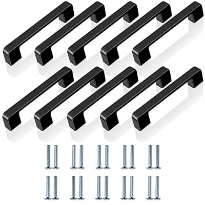 Afbeelding van 10 stuks meubelgrepen, 96 mm, metaal, robuust en duurzaam, kastgreep, eenvoudig te installeren, set keukendeurgrepen, matzwart, geschikt voor laden, ramen, douche (20 schroeven inbegrepen)