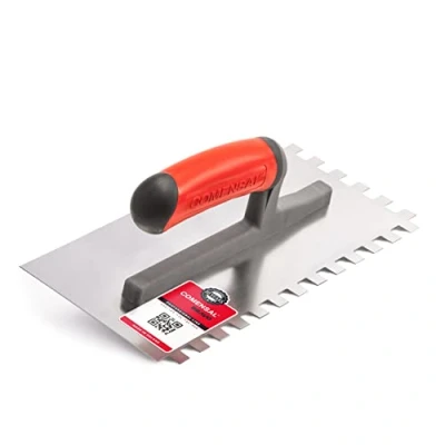 Afbeelding van COMENSAL® Tandtroffel 10 mm professionele roestvrijstalen stijltroffel tandspatel voor het leggen van tegels ergonomische greep Made in EU 280 x 130