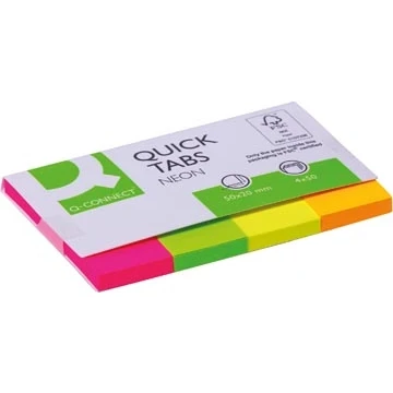 Afbeelding van Q CONNECT Quick tabs, ft 20 x 50 mm, 4 geassorteerde kleuren markeerstroken