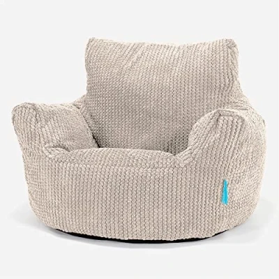 Afbeelding van LOUNGE PUG, Kinderfauteuil Zitzak, Poef, Pompom Crème