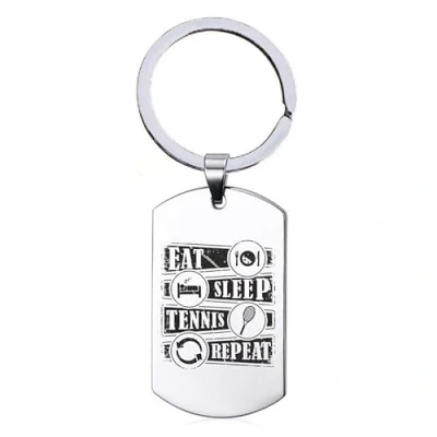 Afbeelding van Sleutelhanger RVS Eat Sleep Tennis Repeat
