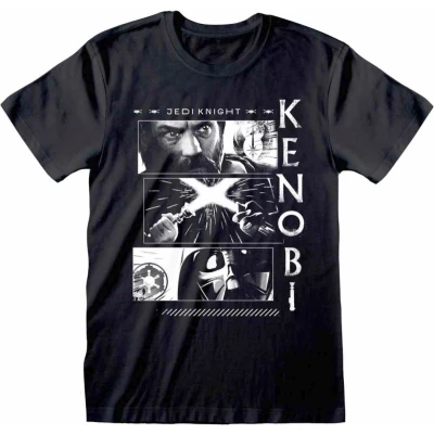 Afbeelding van Henry Tiger STAR WARS OBI WAN Kenobi VS Vader Tshirt print, Heren, Maat: Medium, Black
