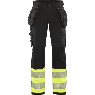 Afbeelding van Blaklader Dames High Vis 4 weg stretch werkbroek 7193 1642 Zwart/High Geel
