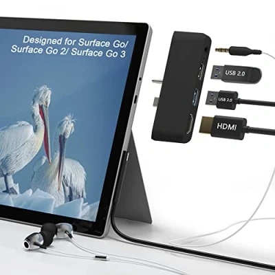 Afbeelding van usb Docking Station Voor Surface Go 3/Surface 2/Surface Go, Rytaki Pro 4 in 2 hub met HDMI Ondersteuning 4K @30Hz, 3.0 &amp; 2.0 poort, 3,5 mm Audio/Hoofdtelefoon Jack Combo Adapter