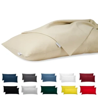 Afbeelding van Flowen Set van 2 Kussensloop 40x70 100% Katoen Satin Premium Super Zachte Kussenslopen Resistent en Hypoallergeen Anti Mijt Kussenbeschermer Decoratief met Verborgen rits Wasbaar