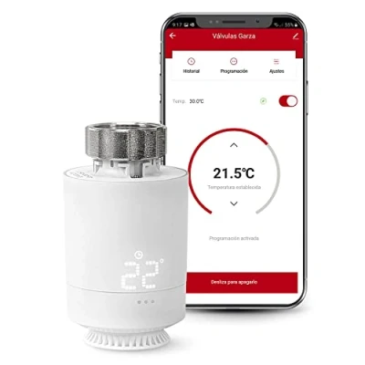 Afbeelding van Garza Intelligente Zigbee thermostaatkop voor radiator, temperatuurregelaar, verwarming, led display, programmeerbaar, wit, app bediening, Alexa en Google
