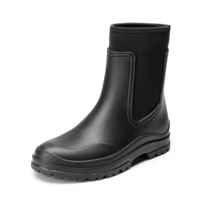 Afbeelding van DREAM PAIRS Rubberlaarzen voor dames, waterdichte regenlaarzen, outdoor en wandellaarzen, comfortabele Chelsea boots, Zwart, 38 EU