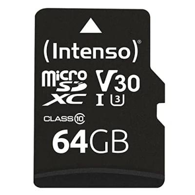 Afbeelding van Intenso microSDXC kaart 64GB, Professional, Class 10, U1 100 MB/s, (W) 45 SD adapter, blisterverpakking