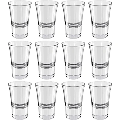Afbeelding van Wellgro 3,4 cl borrelglazen, 4,5 x 7 cm (diameter hoogte), helder glas, stabiel, Made in Italy, aantal: 12 stuks