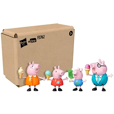 Afbeelding van Peppa Pig Peppa&#039;s Family Ice Cream Fun Figuur, 4 pack speelgoed, familiefiguren met bevroren lekkernijen, vanaf 3 jaar, meerkleurig F3762