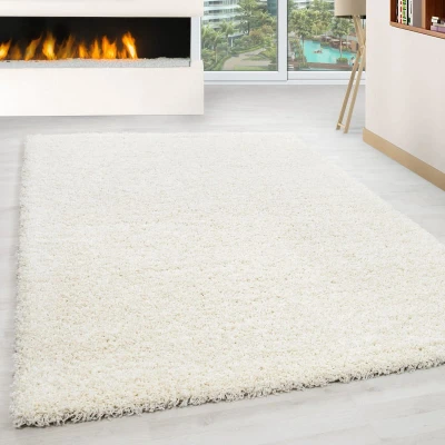 Afbeelding van Basic Shaggy vloerkleed Creme Hoogpolig 140x200 cm