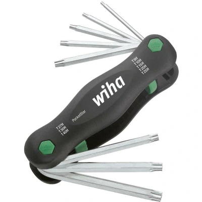 Afbeelding van Wiha Multitool PocketStar TORX® Tamper Resistant (met boring) 8 delig SB versie met euroslot ophanger 25166